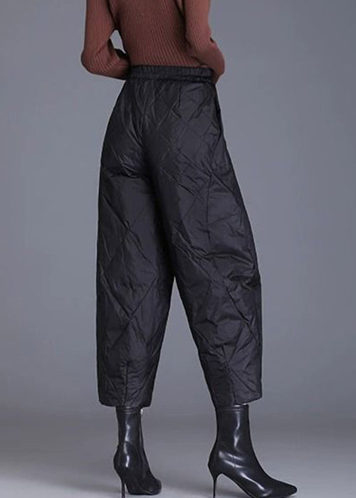 Pantalones cortos negros a cuadros con relleno de algodón fino y cintura elástica