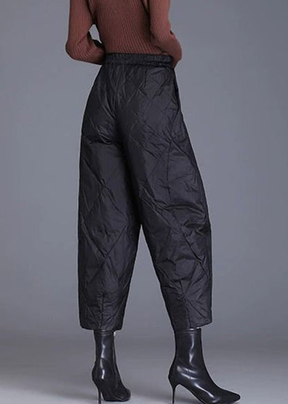 Pantalones cortos negros a cuadros con relleno de algodón fino y cintura elástica