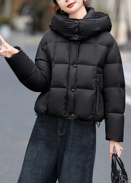 Chaqueta informal de plumón de pato con bolsillos negros y capucha para invierno