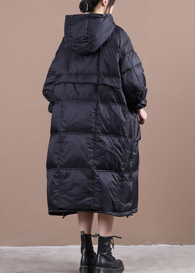 Schwarze Taschen Feine Baumwolle gefüllt Parka Zip Up Winter