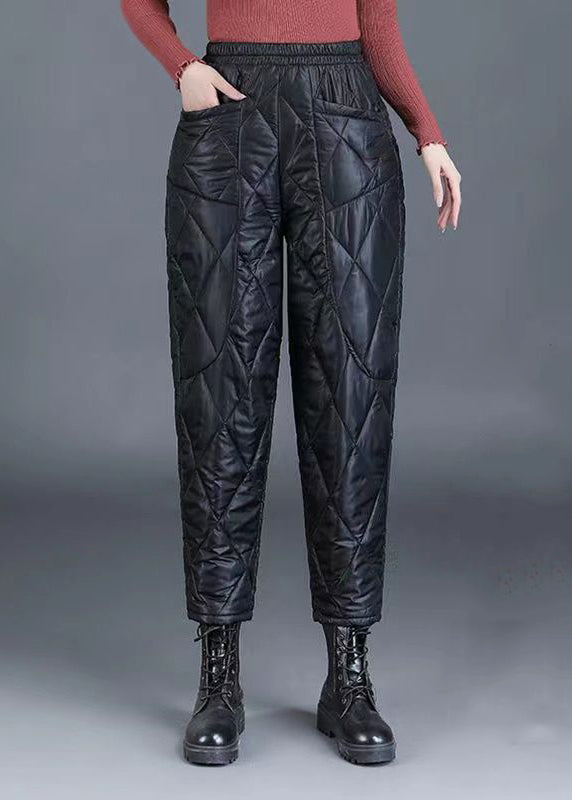 Pantalones cortos extragrandes de algodón fino con bolsillos negros y cintura elástica