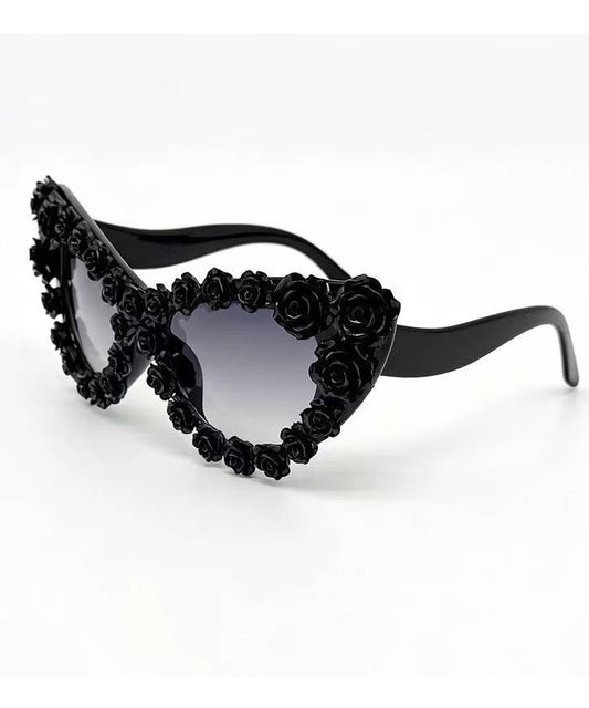Black Rose Cat Eye Vacation Summer Beach Sunglasses