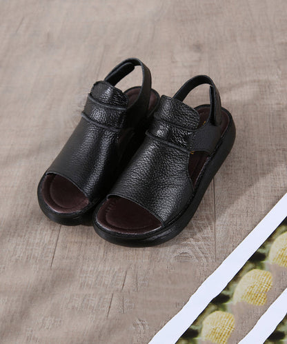 Schwarze Sandalen Splicing Wedge Sandalen Peep Toe