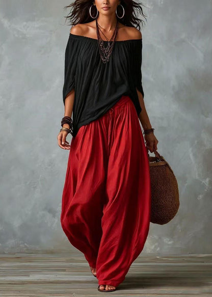 Black Two Pieces Set Oversized Cold Shoulder Batwing Sleeve