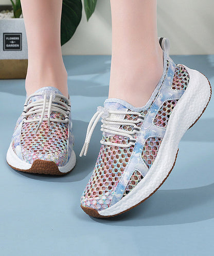 Black White Flat Shoes Women Platform Breathable Mesh Comfy