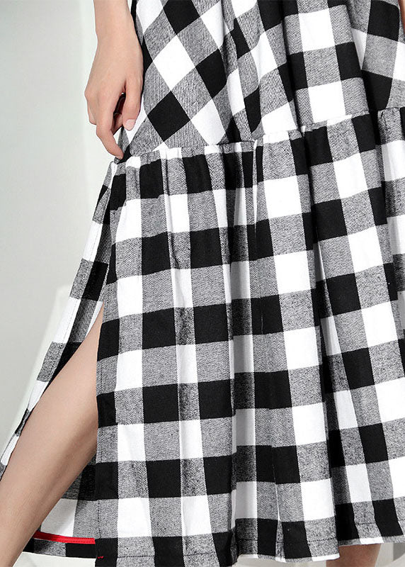 Schwarz Weiß Plaid Patchwork Hohe Taille A Linie Sommer Röcke