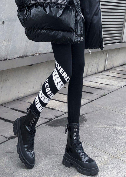 Black leggings female winter large size high waist  nine points feet pants women - SooLinen