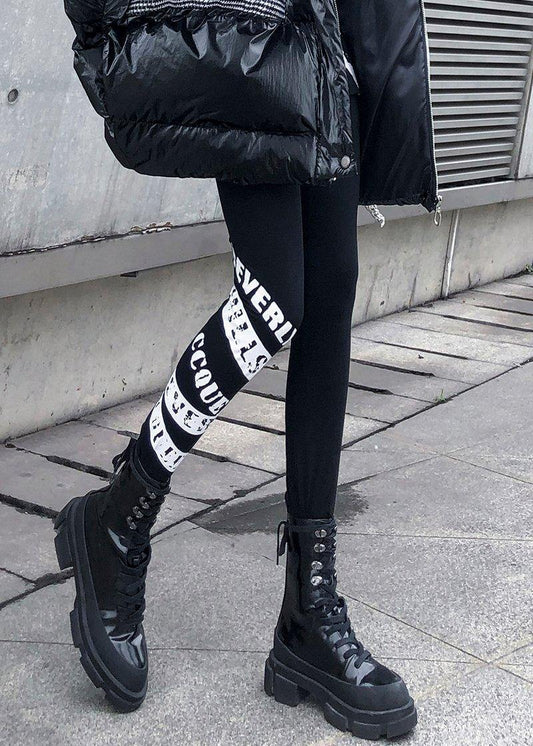 Black leggings female winter large size high waist  nine points feet pants women - SooLinen
