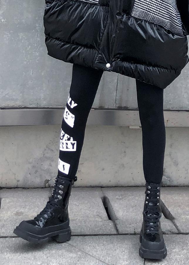 Black leggings female winter large size high waist  nine points feet pants women - SooLinen
