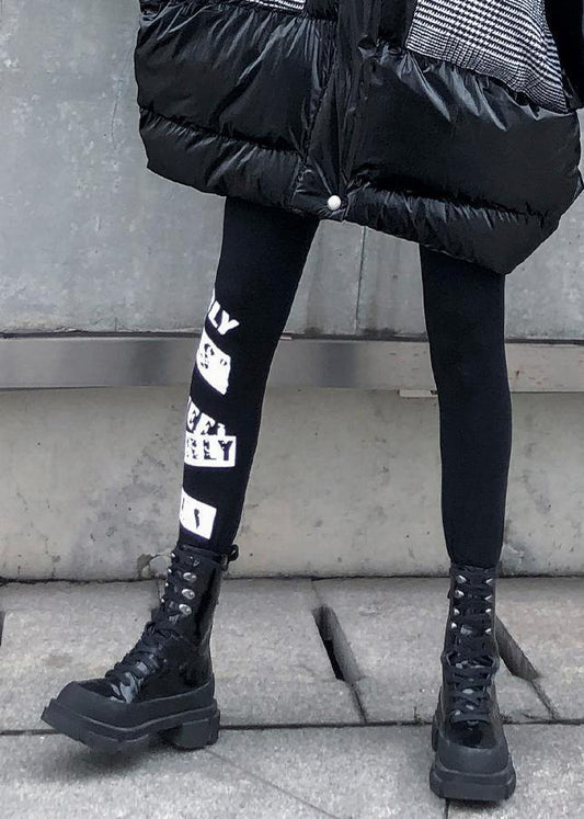 Black leggings female winter large size high waist  nine points feet pants women - SooLinen