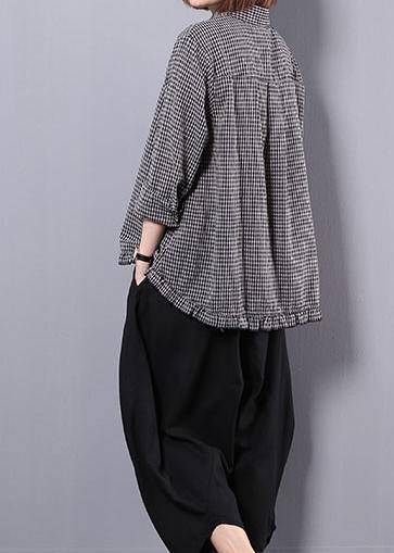Black plaid shirt suit female long sleeve 2019 spring and autumn loose casual harem pants two-piece suit - SooLinen