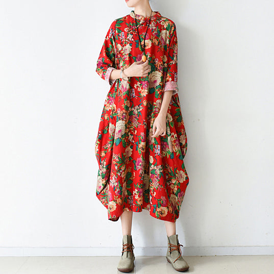 Blossom red baggy Chiffon kleider lose mode Chiffon kleid frühling kleider