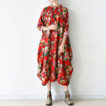 Blossom red baggy Chiffon kleider lose mode Chiffon kleid frühling kleider