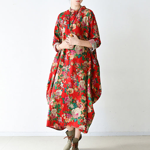 Blossom red baggy Chiffon kleider lose mode Chiffon kleid frühling kleider