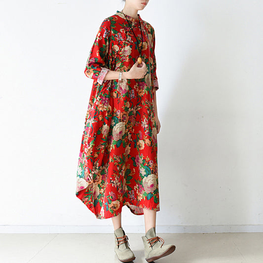 Blossom red baggy Chiffon kleider lose mode Chiffon kleid frühling kleider