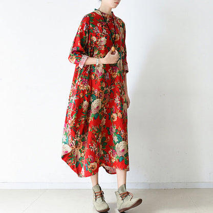 Blossom red baggy Chiffon kleider lose mode Chiffon kleid frühling kleider