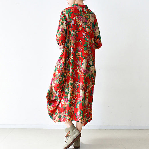 Blossom red baggy Chiffon kleider lose mode Chiffon kleid frühling kleider