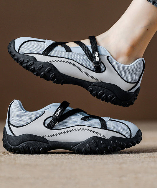 Zapatos planos de malla transpirable azul para mujer con tiras cruzadas