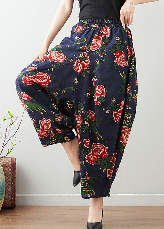 Blaue Laternenhose mit elastischer Taille für den Sommer