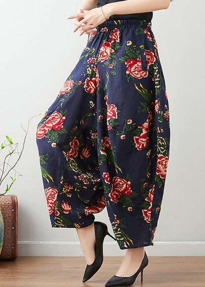 Blaue Laternenhose mit elastischer Taille für den Sommer