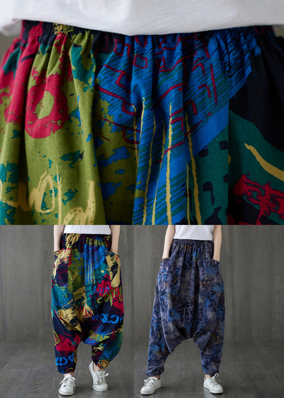 Pantalones de verano holgados con cintura elástica en color azul