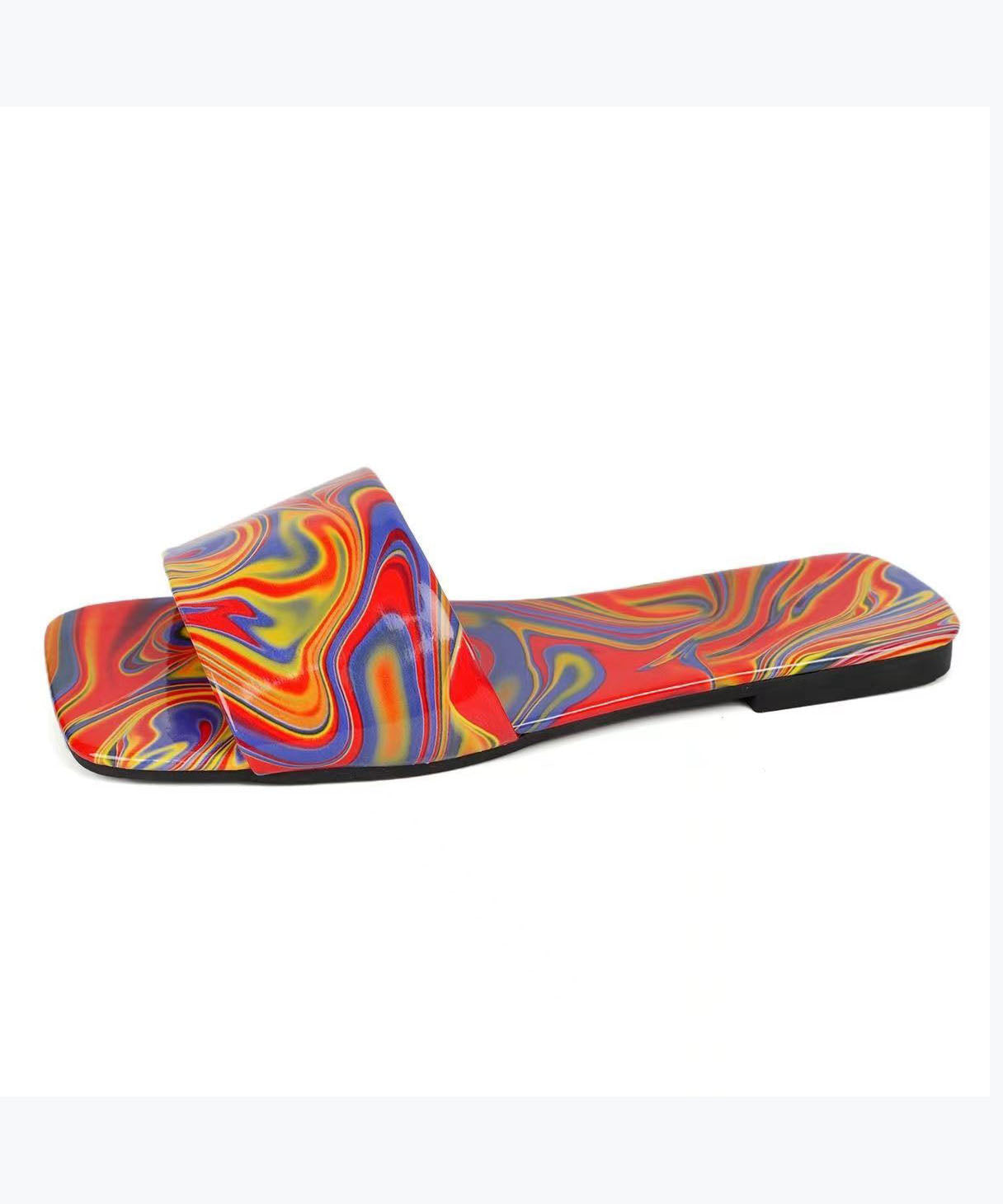 Blaue Bohemian-Sandalen aus Kunstleder in Übergröße