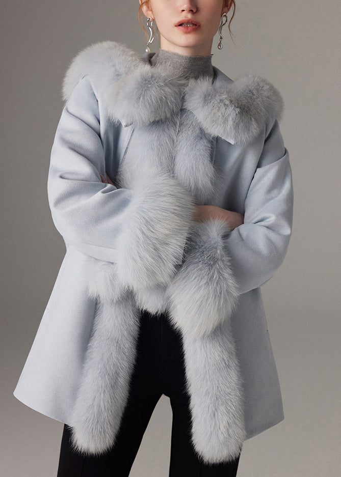 Mantel mit Kragen von Blue Fox, feines Patchwork-Design, Baumwollfüllung, Fledermausärmel