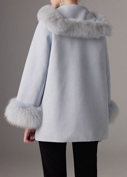 Mantel mit Kragen von Blue Fox, feines Patchwork-Design, Baumwollfüllung, Fledermausärmel