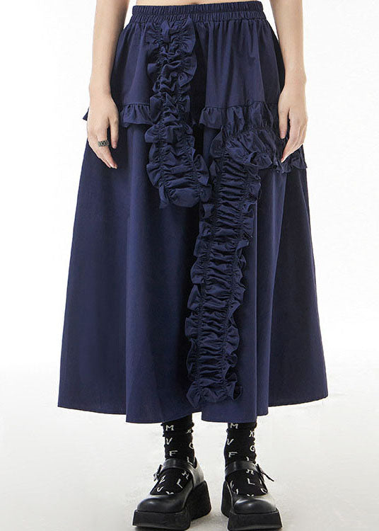 Blau Lose A-linie Röcke Rüschen elastische taille Frühling