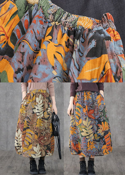 Blau Lose A-linie Röcke elastische taille print Frühling