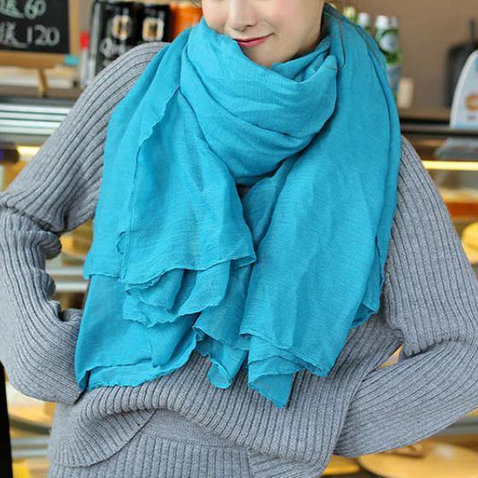 Blue female bib all-match long shawl all-match silk scarf - SooLinen