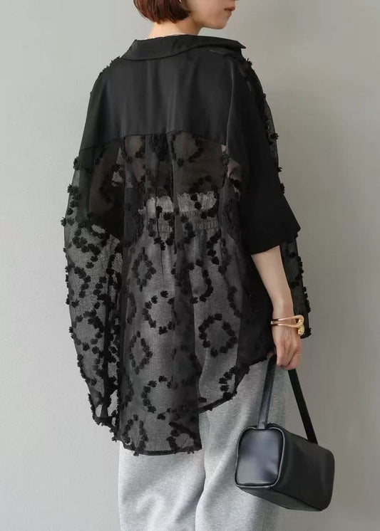 Bohemian Black Embroidery Chiffon UPF 50+ Cardigan Summer