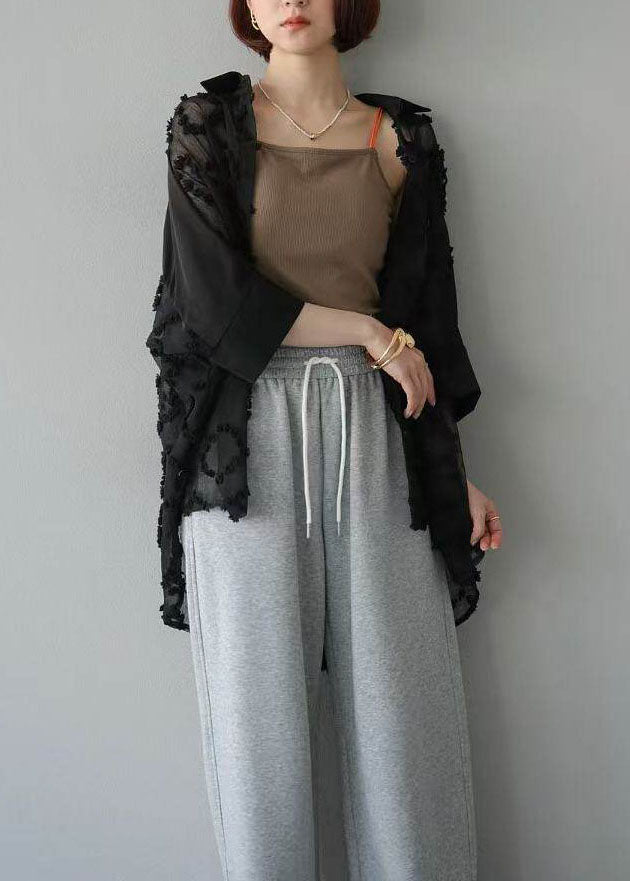 Bohemian Black Embroidery Chiffon UPF 50+ Cardigan Summer