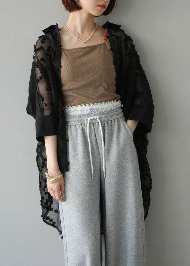 Bohemian Black Embroidery Chiffon UPF 50+ Cardigan Summer