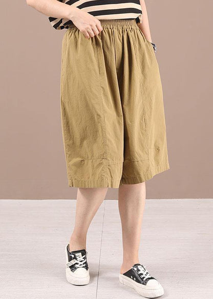 Bohemian Black Patchwork Pockets Half Pants - SooLinen