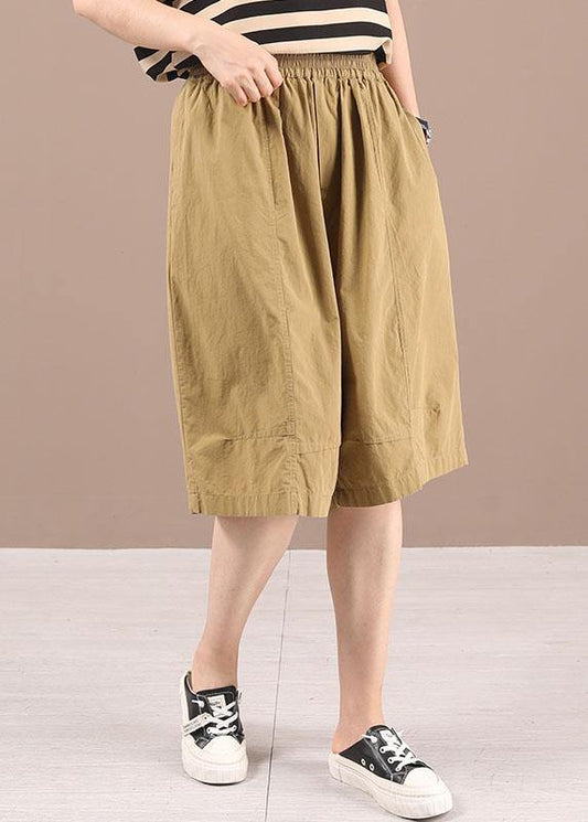 Bohemian Black Patchwork Pockets Half Pants - SooLinen