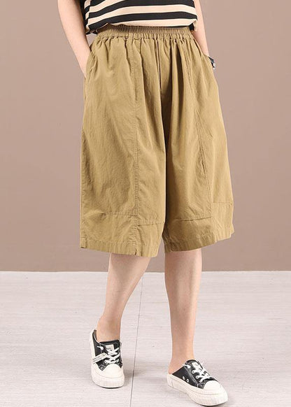 Bohemian Black Patchwork Pockets Half Pants - SooLinen