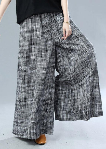 Bohemian Black Pockets Wide Leg Casual Fall Pants - SooLinen