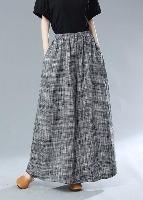 Bohemian Black Pockets Wide Leg Casual Fall Pants - SooLinen