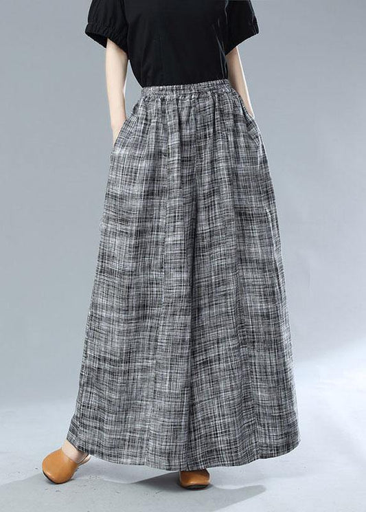 Bohemian Black Pockets Wide Leg Casual Fall Pants - SooLinen