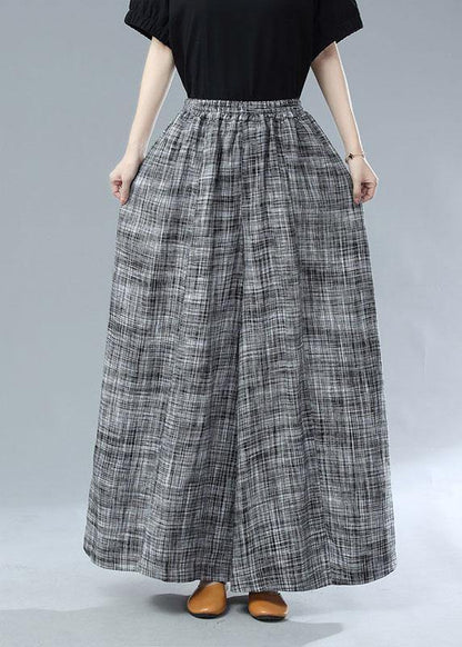 Bohemian Black Pockets Wide Leg Casual Fall Pants - SooLinen