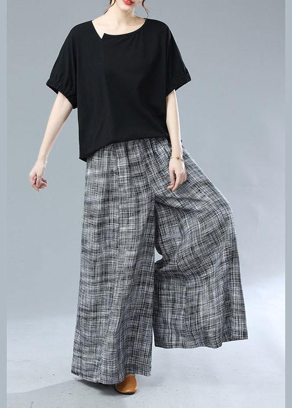 Bohemian Black Pockets Wide Leg Casual Fall Pants - SooLinen