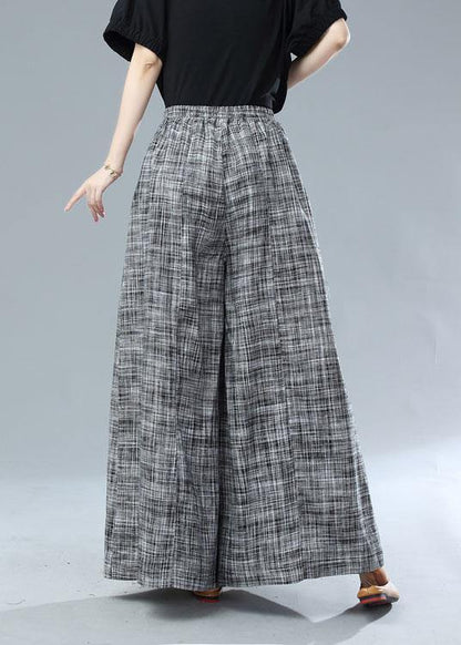 Bohemian Black Pockets Wide Leg Casual Fall Pants - SooLinen