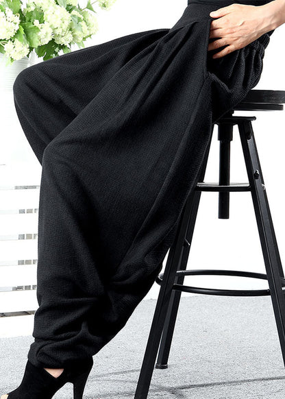 Bohemian Schwarz faltig Taschen Strickhose Winter