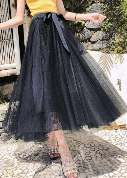 Bohemian Blau Cinched Patchwork tüll Röcke Frühling