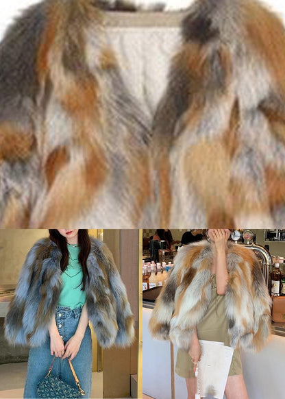 Abrigos de piel y cuero con cuello de zorro azul bohemio para invierno