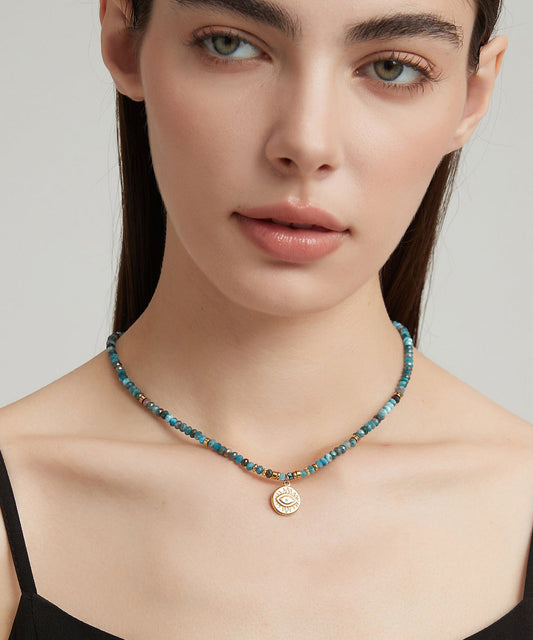 Bohemian Blue Stainless Steel Amazonite Beading Pendant Necklace