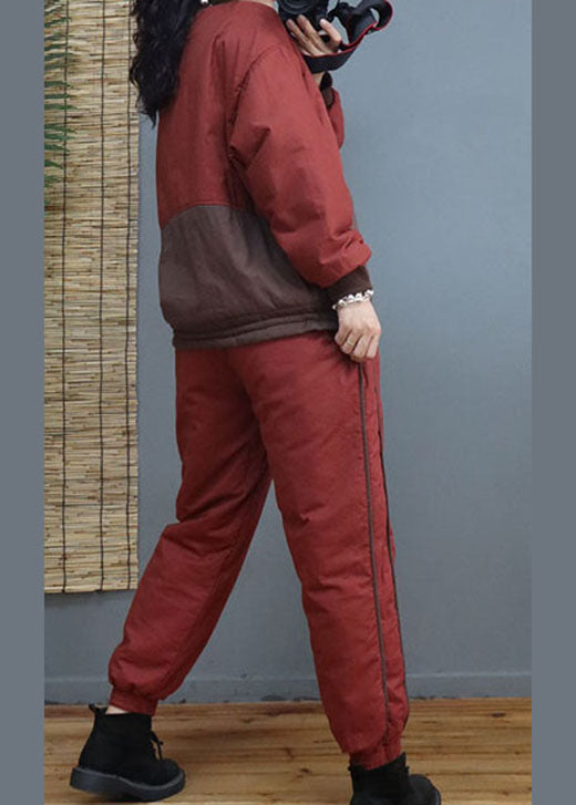 Bohemian Ziegel Rot Patchwork Feine Baumwolle Gefüllt Frauen Sets 2 Stück