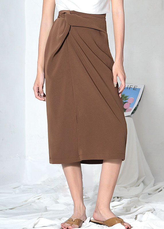 Bohemian Brown High Waist seitlich offen Asymmetrisches Design Röcke