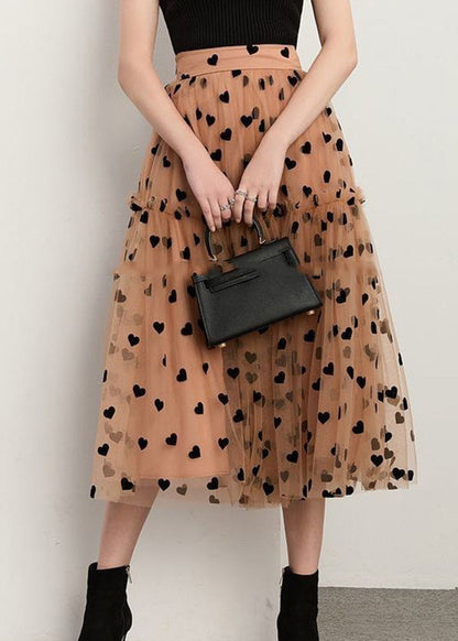 Bohemian Schokolade Patchwork Liebevolles Herz Dot Tüllrock Frühling